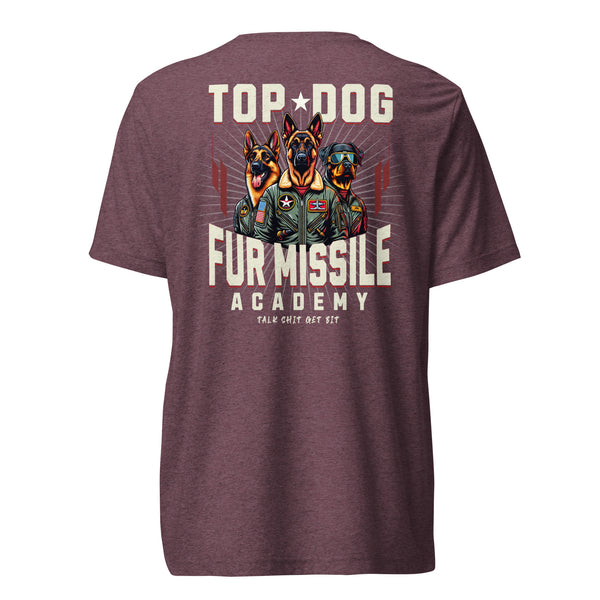 Top Dog, Fur Missile Academy - German Shepherd, Belgian Malinois, Rottweiler- Unisex Short Sleeve T-Shirt - Woof & Bone Apparel